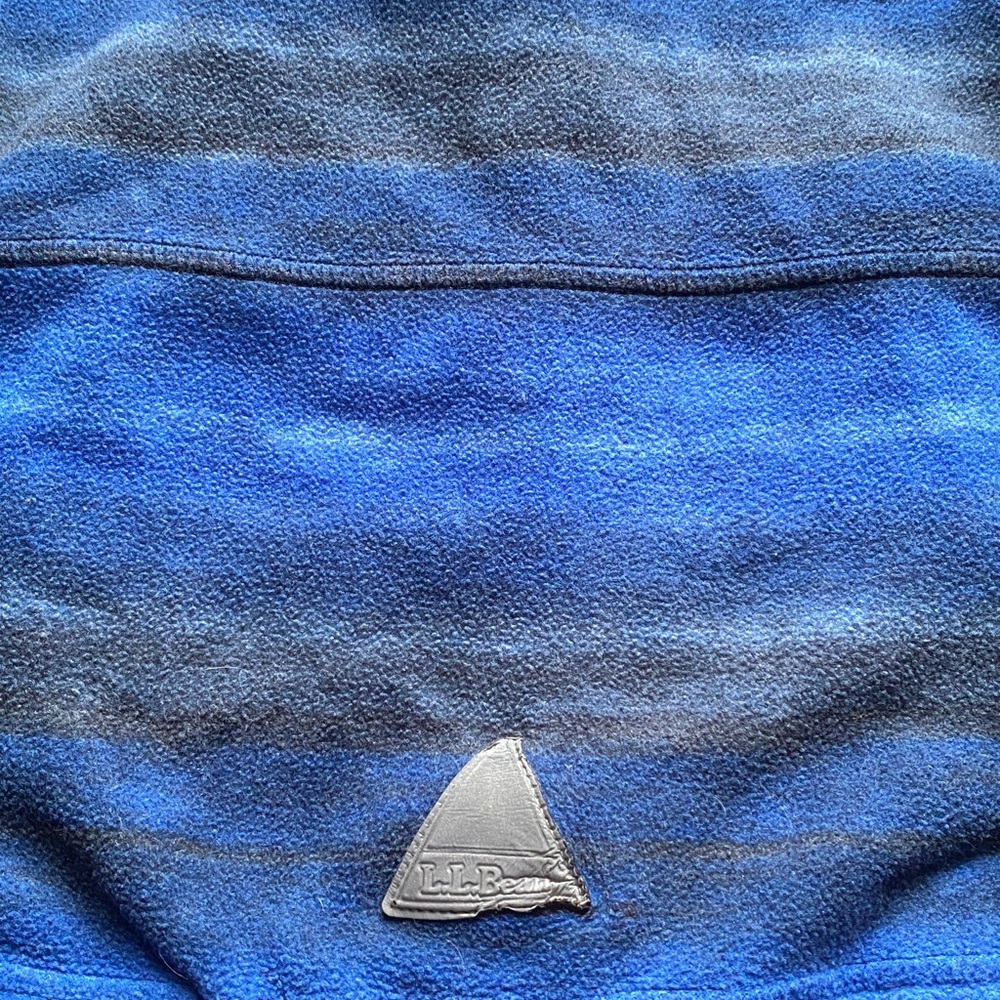 L.L. Bean Kids Striped Blue Fleece Hoodie - Picture 4 of 4